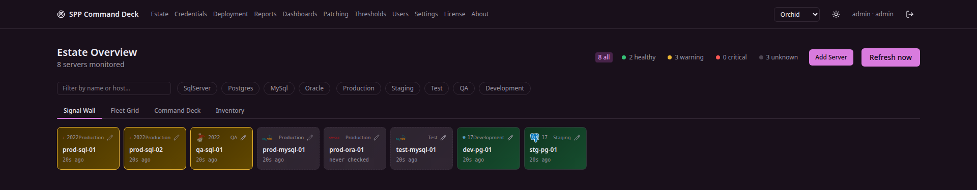 Estate Overview in the Orchid dark theme